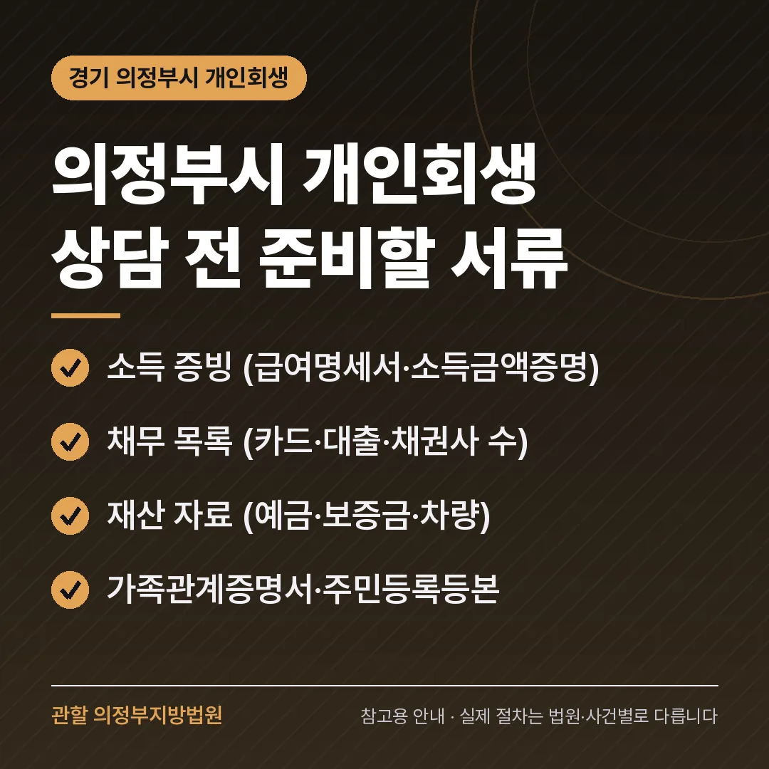 경기 의정부시 개인회생 상담 전 준비 서류