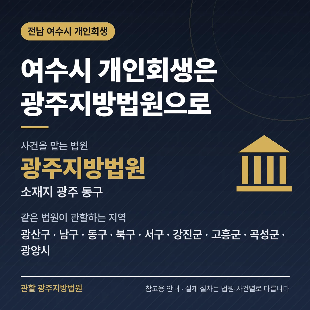 전남 여수시 개인회생 관할 법원 — 광주지방법원