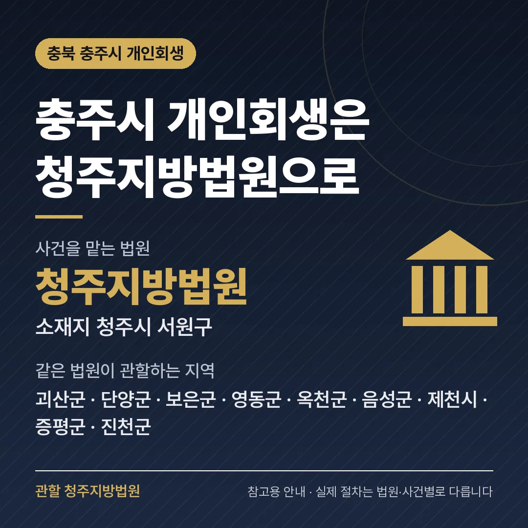 충북 충주시 개인회생 관할 법원 — 청주지방법원